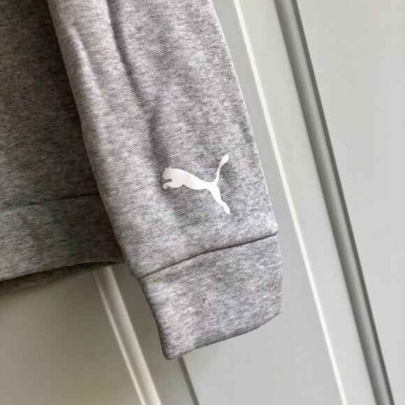 [Women S] PUMA Cowl Funnel Neck Pullover Sweatshirt Gray Outline Logo Activewear - Picture 3 of 6
